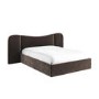Velvet King Size Ottoman Bed with Wide Curved Headboard in Chocolate Brown - Samara