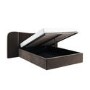 Brown Velvet King Size Ottoman Bed with Wide Curved Headboard - Samara