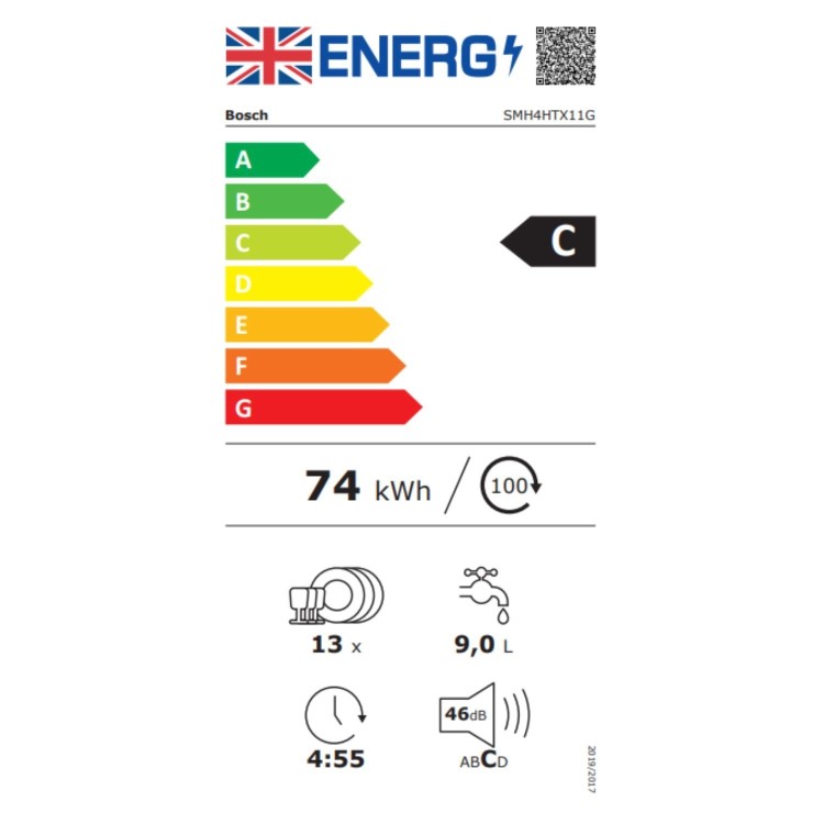 Bosch Series 4 Integrated Dishwasher - Smart, C-rated, Silver control panel