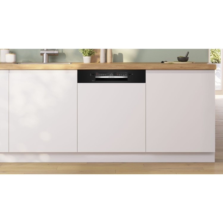 Bosch Series 2 Semi-Integrated Dishwasher - Smart Wi-Fi D-Rated Black control panel