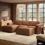 Brown Real Leather Left Hand 4 Seater Chaise Corner Sofa - Samuel