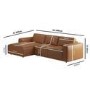 Brown Real Leather Left Hand 4 Seater Chaise Corner Sofa - Samuel