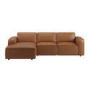 Brown Real Leather Left Hand 4 Seater Chaise Corner Sofa - Samuel