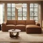 Brown Real Leather Right Hand 4 Seater Chaise Corner Sofa - Samuel