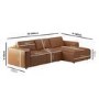 Brown Real Leather Right Hand 4 Seater Chaise Corner Sofa - Samuel
