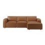 Brown Real Leather Right Hand 4 Seater Chaise Corner Sofa - Samuel