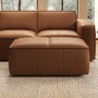 Brown Real Leather Footstool - Samuel