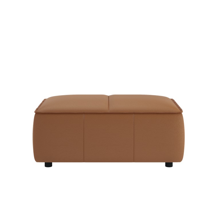 Brown Real Leather Footstool - Samuel