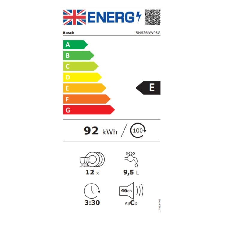 Refurbished Bosch Series 2 SMS26AW08G 12 Place Freestanding Dishwasher White