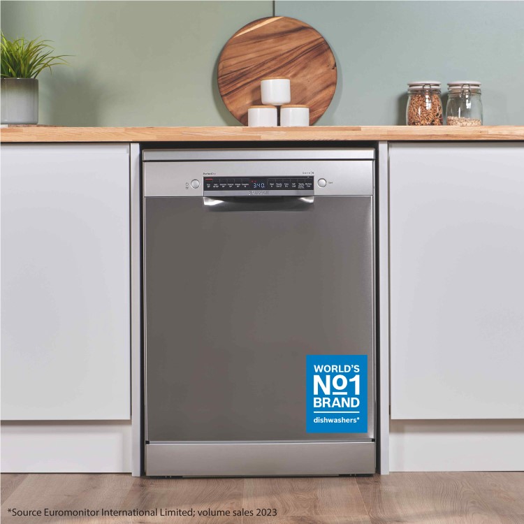 Bosch Series 6 Freestanding Dishwasher - Smart Wi-Fi, B-Rated, Brushed steel anti-fingerprint