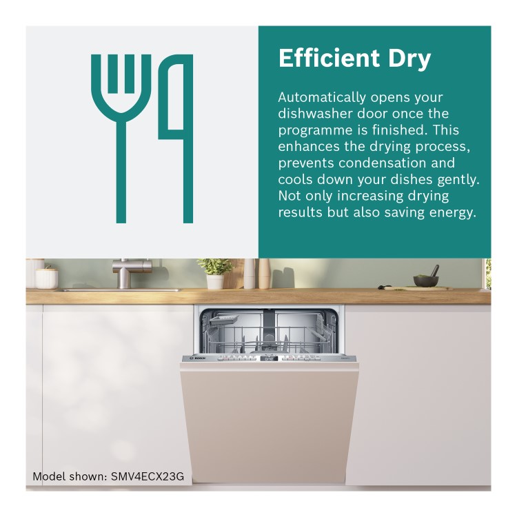 Bosch Series 4 Integrated Dishwasher - Smart Wi-Fi, C-Rated, Silver control panel