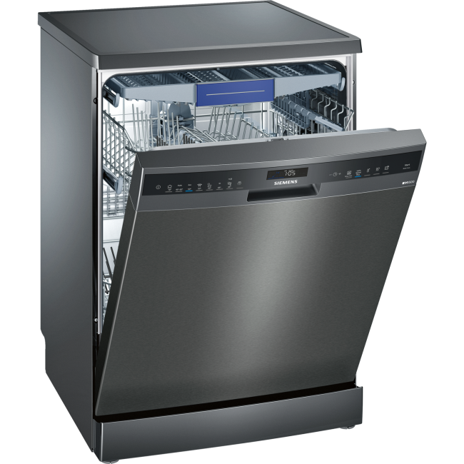 Siemens SN258B00ME Super Efficient 14 Place Full Size Dishwasher With varioDrawer - Black Steel