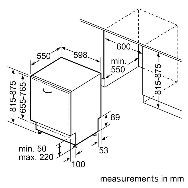 Siemens iQ300 Integrated Dishwasher - Smart, C-rated, Silver control panel