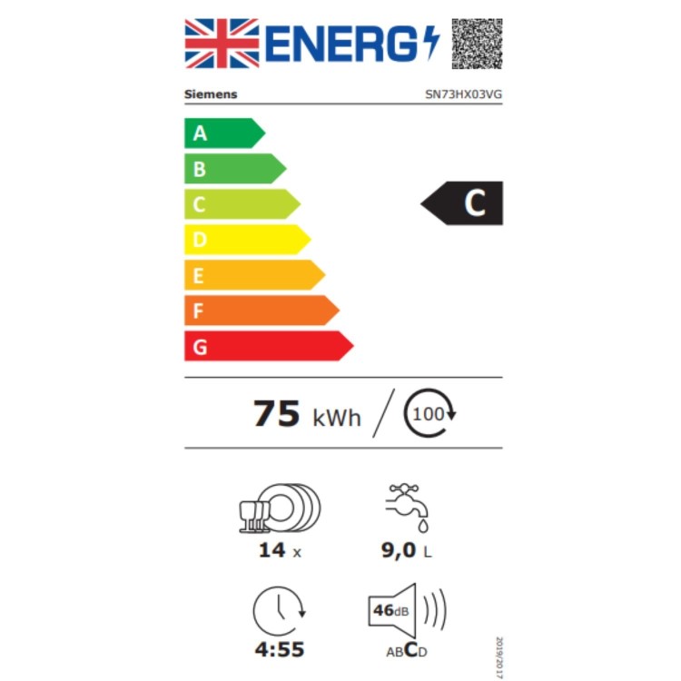 Siemens iQ300 Integrated Dishwasher - Smart, C-rated, Silver control panel