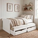 SND001 Single White Wooden Guest Bed with Storage and Trundle - Sander