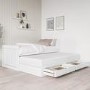 Single White Wooden Guest Bed with Storage and Trundle - Sander