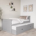 SND002 Single Grey Wooden Guest Bed with Storage and Trundle - Sander