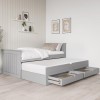 Single Grey Wooden Guest Bed with Storage and Trundle - Sander