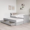 Single Grey Wooden Guest Bed with Storage and Trundle - Sander