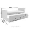 Single Grey Wooden Guest Bed with Storage and Trundle - Sander