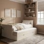 Single Cream Wooden Guest Bed with Storage and Trundle - Sander