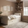 Single Cream Wooden Guest Bed with Storage and Trundle - Sander