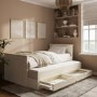 Single Cream Wooden Guest Bed with Storage and Trundle - Sander