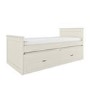 Single Cream Wooden Guest Bed with Storage and Trundle - Sander
