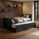 SND007 Single Black Wooden Guest Bed with Storage and Trundle - Sander