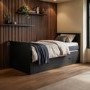 Single Black Wooden Guest Bed with Storage and Trundle - Sander