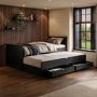 Single Black Wooden Guest Bed with Storage and Trundle - Sander