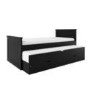 Single Black Wooden Guest Bed with Storage and Trundle - Sander
