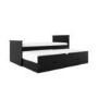Single Black Wooden Guest Bed with Storage and Trundle - Sander