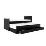 Single Black Wooden Guest Bed with Storage and Trundle - Sander