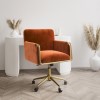 Orange Velvet Tub Swivel Office Chair - Sonny