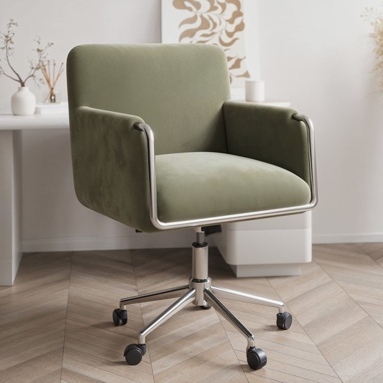 Sage Green Velvet Office Chair - Sonny 