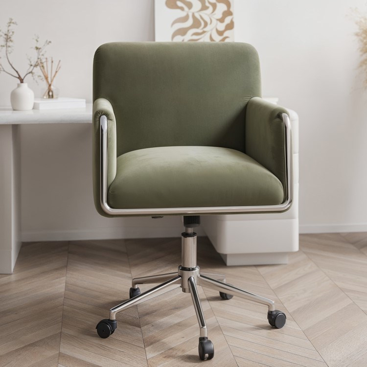 Sage Green Velvet Office Chair - Sonny 