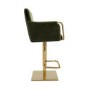 Set of 4 Olive Green Velvet Adjustable Swivel Bar Stools with Gold Base - Sonny