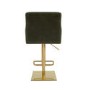 Set of 4 Olive Green Velvet Adjustable Swivel Bar Stools with Gold Base - Sonny