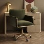 Khaki Velvet Office Swivel Tub Chair - Sonny