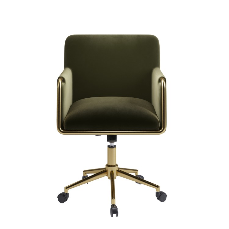 Khaki Velvet Office Swivel Tub Chair - Sonny