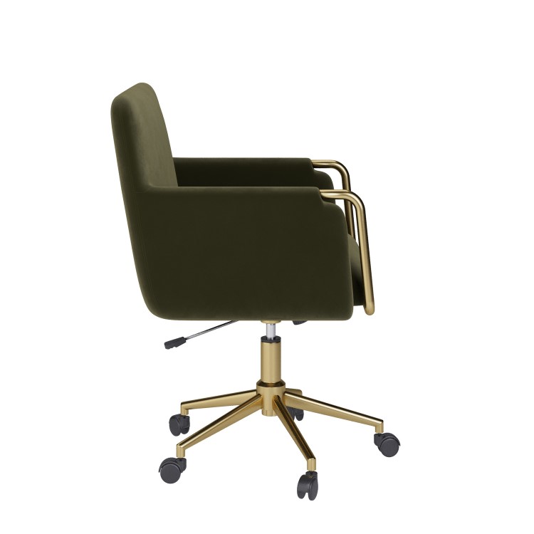 Khaki Velvet Office Swivel Tub Chair - Sonny