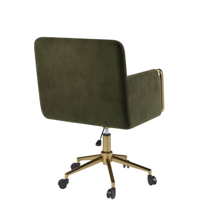Khaki Velvet Office Swivel Tub Chair - Sonny