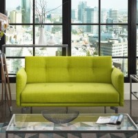 Colby Modern 2 Seater Sofa - Lime Green Fabric