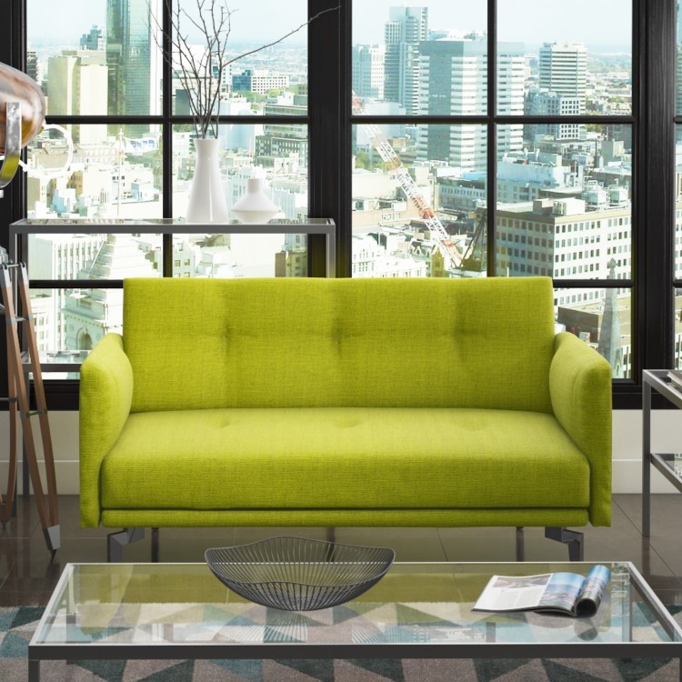 Colby Modern 2 Seater Sofa - Lime Green Fabric