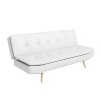 Barker White Faux Leather Sleeper Sofa Bed - Click Clack Style