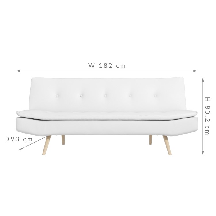 Barker White Faux Leather Sleeper Sofa Bed - Click Clack Style