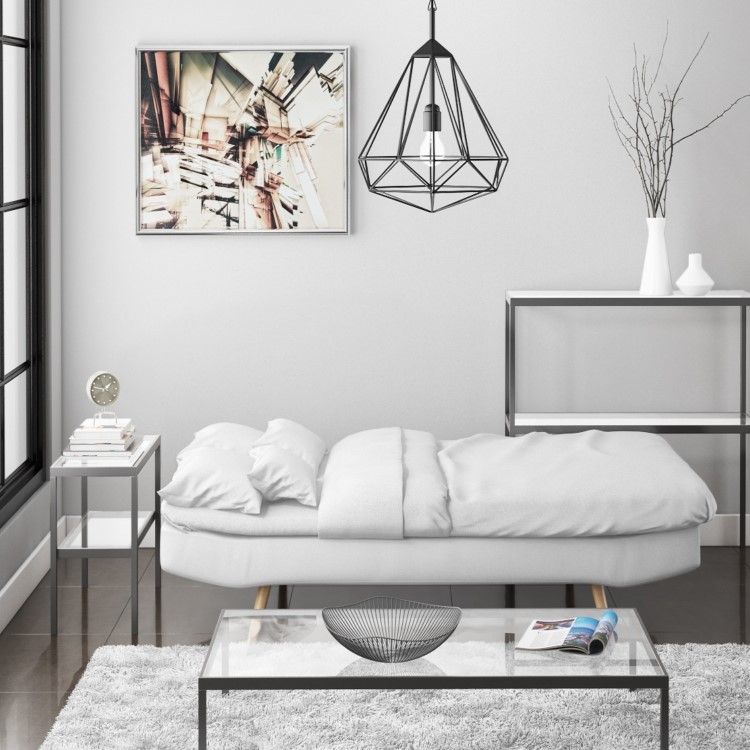 Barker White Faux Leather Sleeper Sofa Bed - Click Clack Style