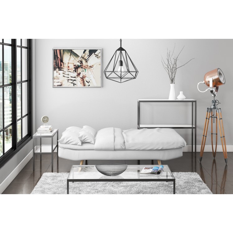 Barker White Faux Leather Sleeper Sofa Bed - Click Clack Style