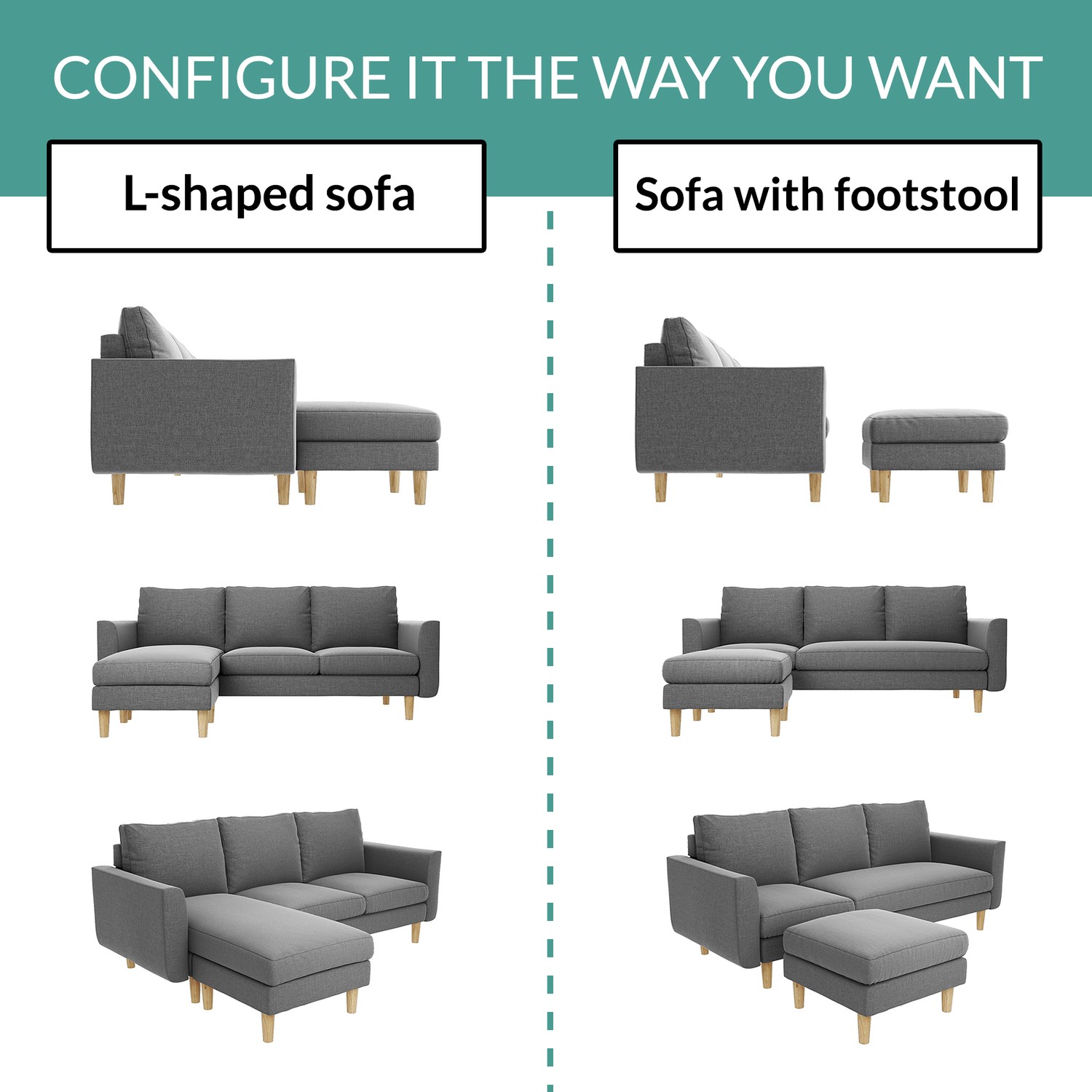 Detachable l on sale shaped sofa